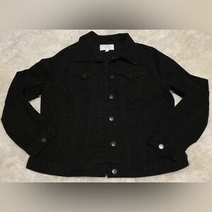 Time and Tru Black Denim Jacket with Button Front Pockets